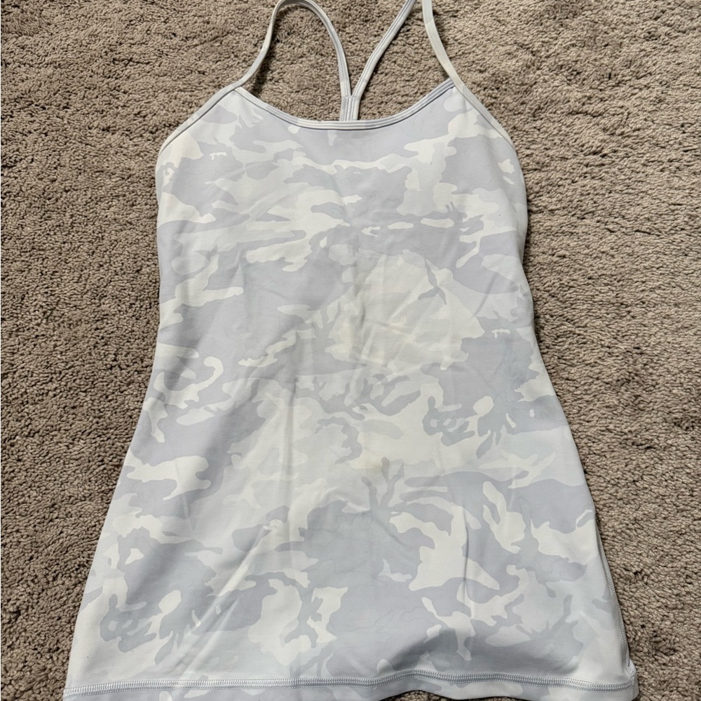 lululemon athletica Gray and White Tank Top